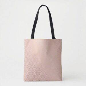 Canvas Shopper Bag Rose Gold Geometric