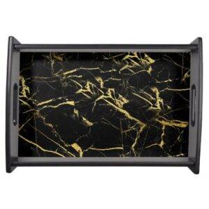 Gold & Black Mable Serving Tray