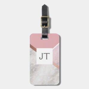 Personalised Rose Gold Copper Marble Luggage Tag