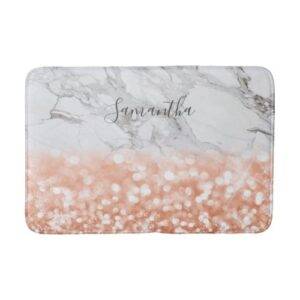 Personalised Rose Gold Glitter Marble Bath Mat