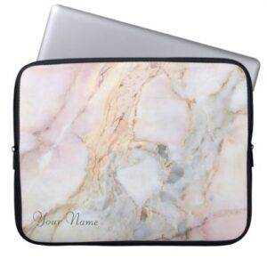 Personalised Rose Gold Grey Marble Laptop Case