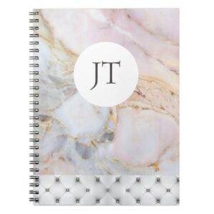 Personalised Rose Gold Grey Marble Notebook