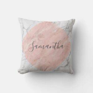 Personalised Rose Gold Marble Cushion
