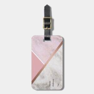 Personalised Rose Gold Marble Luggage Tag
