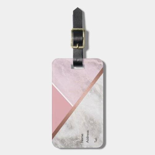 Personalised Rose Gold Marble Luggage Tag