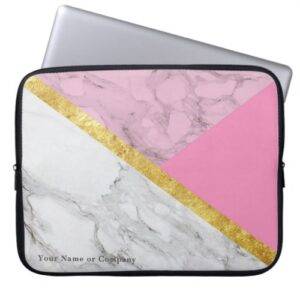 Personalised Rose Gold Pink Marble Laptop Case