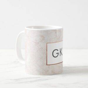 Personalized Monogram Rose Gold Marble Mug