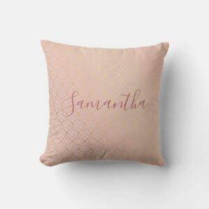 Personalized Rose Gold Deco Pattern Cushion