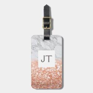 Personalized Rose Gold Glitter Passport Case Luggage Tag
