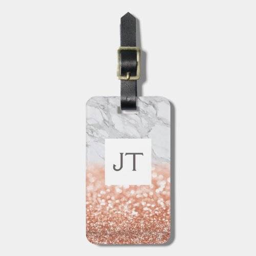 Personalized Rose Gold Glitter Passport Case Luggage Tag