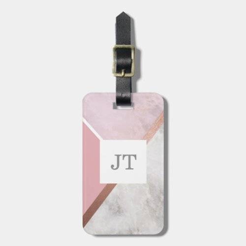 Personalized Rose Gold Marble Effect Luggage Tag