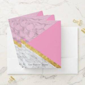 Personalized Rose Gold Marble Folders