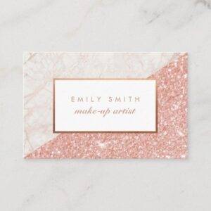 Personalized Rose Gold Marble Glitter Cards