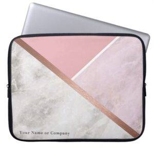 Personalized Rose Gold Marble Laptop Case