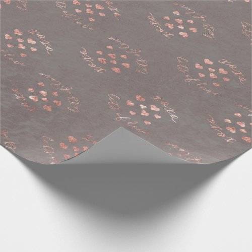 Rose Gold Gray Hearts Wrapping Paper Gift Wrap