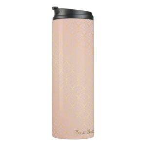 Rose Gold Personalized Geometric Travel Flask Thermal Tumbler