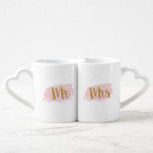 Watercolour Heart Wedding Mug Set