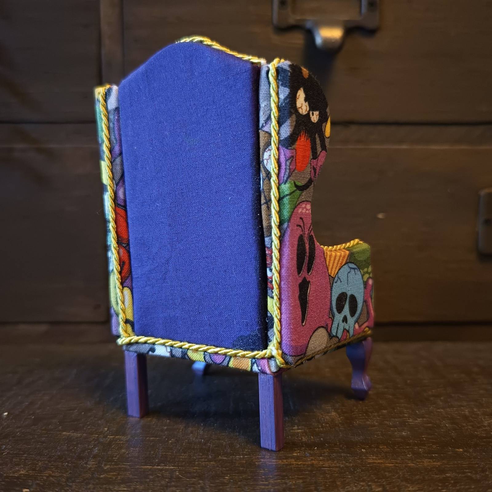 Cartoon Monsters Miniature Dollhouse 1:12 Scale Queen Anne Style Wing Backed Armchair - Image 3